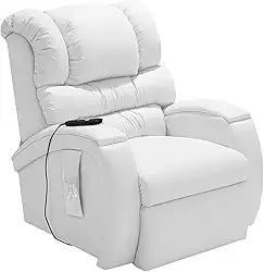 Poltrona Reclinável Elétrica Lift Imperial com Controle Remoto Ideal para Idosos, Pós-Cirurgia e Mobilidade Reduzida Conforto e Segurança Revestida em Corano Macio Cor Branco 036