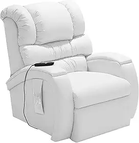 Poltrona Reclinável Elétrica Lift Imperial com Controle Remoto Ideal para Idosos, Pós-Cirurgia e Mobilidade Reduzida Conforto e Segurança Revestida em Corano Macio Cor Branco 036