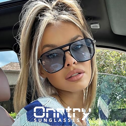 Image of Onrtry Retro Aviator Sunglasses Women Men 70s Vintage Square Frame Sun Glasses UV400 Shades