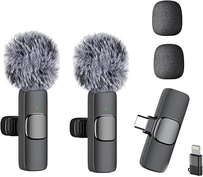 Wireless Lavalier Microphone for iPhone 17/16/15 iPad, Android Phone