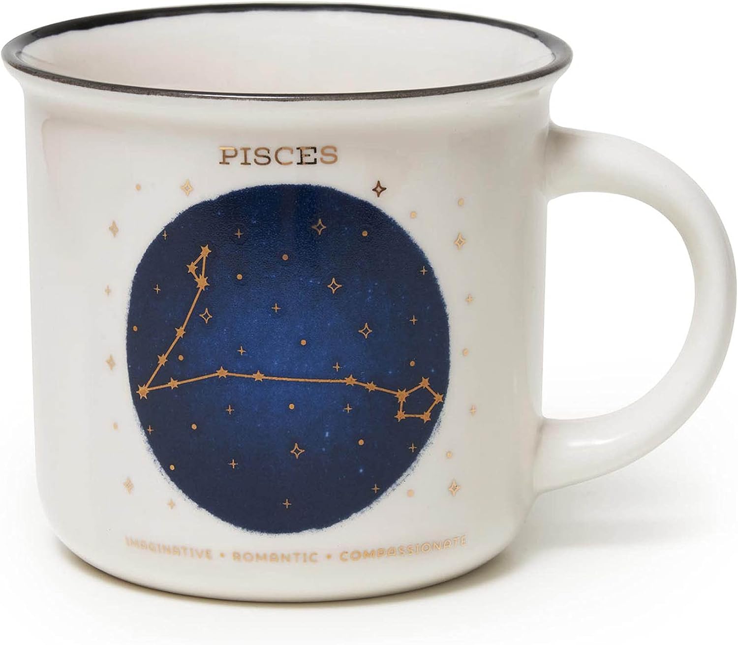 Tazza Zodiacale Pesci In Porcellana - Laminatura Oro - Lavabile - 350 Ml - Foto 3