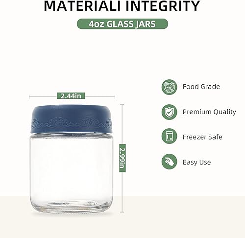 Miniatura 2 de Tarro de vidrio portátil de 4 onzas, 8 unidades, para aderezo de ensalada, hermético, a prueba de fugas, con tapas, reutilizable, para lonchera,