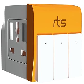 rts Universal Conversion Multiplug travel adapter with Individual Switch with Spike Buster Fuse Protected | multiplug three pin plug socket |3 PIN 3 Way Plug for Home,Office and Industrial Uses Orange - image, photos