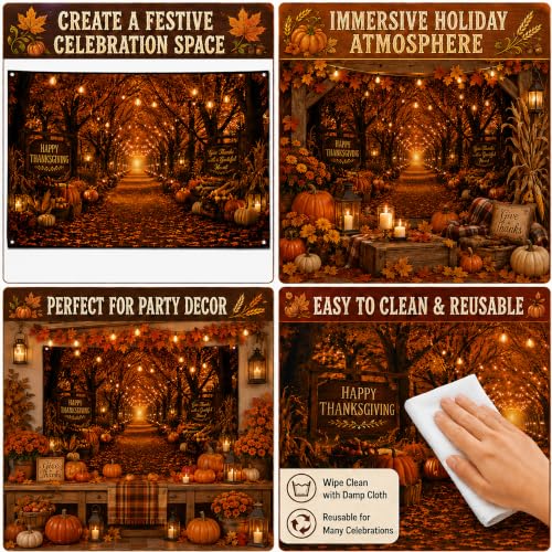 Image of Thanksgiving Decorations - Happy Thanksgiving Backdrop Photography Banner