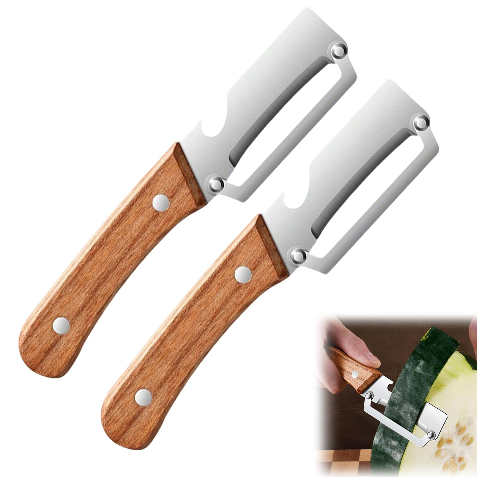Stainless Steel Vegetable Peeler with Wooden Handle - Ergonomic Potato Peeler & Fruit Slicer, Sharp Blade for Carrot, Apple, Kiwi, Orange, Easy Grip Kitchen Tool (1 Pack) — view 12