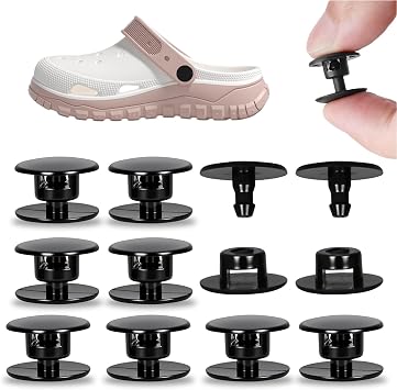 10 Pcs Black Screw Rivets – Replacement Strap Buttons for Shoes, Bags & Crafts, Durable Snap Fasteners for Compatible with Crocs, Sandals & Leather Repairs