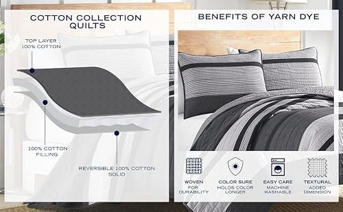 Nautica - Queen Quilt, Cotton Reversible Bedding, Home Decor For All Seasons (Swale Navy, Queen) #TOP3