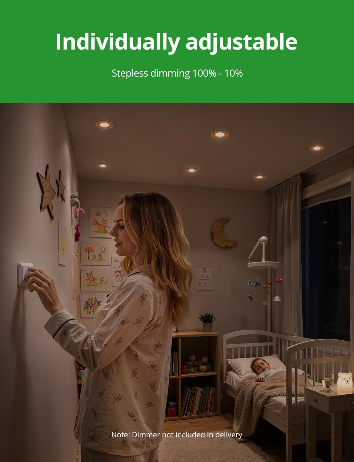 HOMEOW Reflektor Led do montażu z możliwością ściemniania IP44 Łazienka Reflektor obrotowy Drewno, dodatkowe płaskie reflektory sufitowe do wnętrz Otwór 72 mm - 80 mm do kuchni Ciepły/Neutralny/Zimny