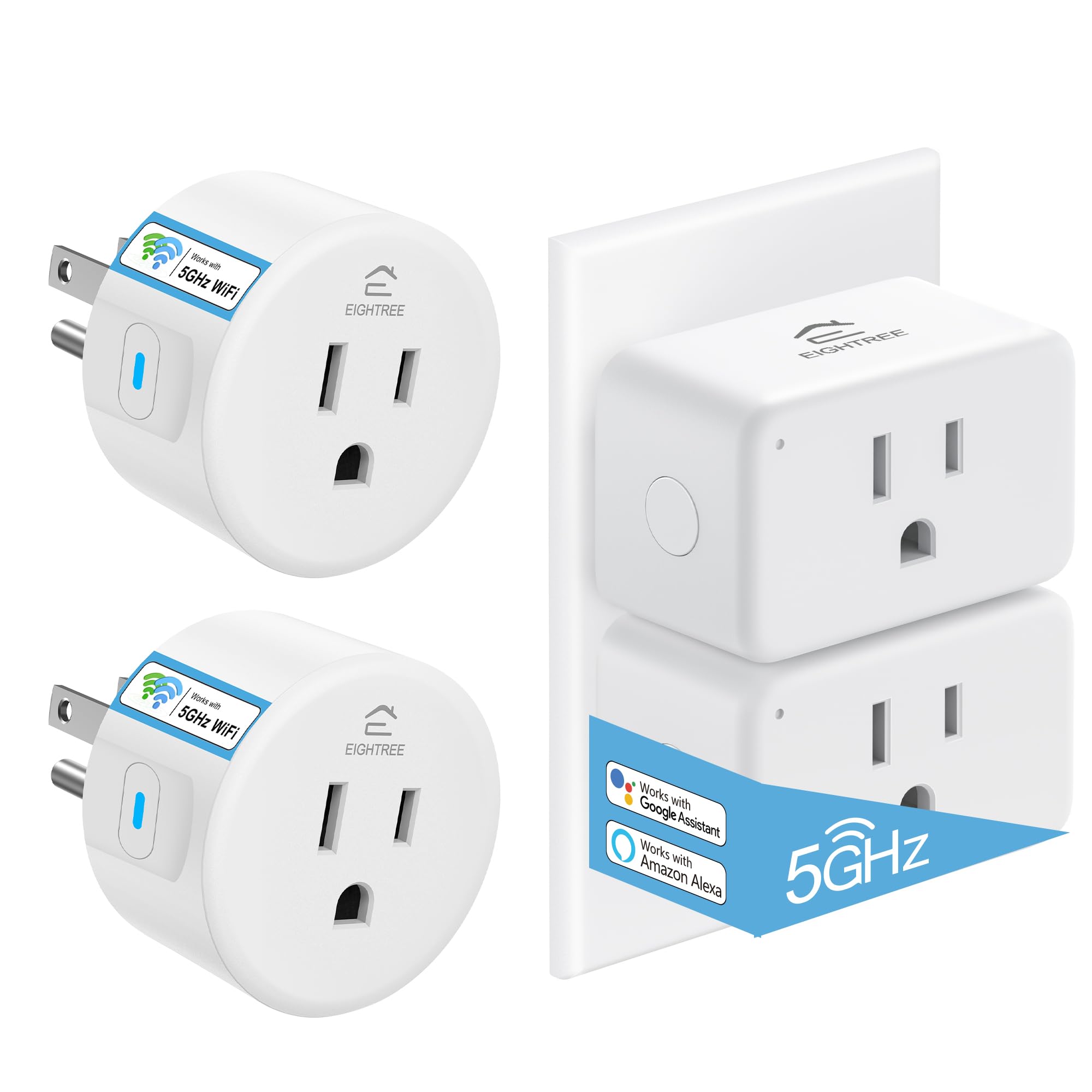 EIGHTREE Mini Smart Plug - Smart Plugs That Compatible with Alexa Google Home SmartThings Remote Control Timer 2