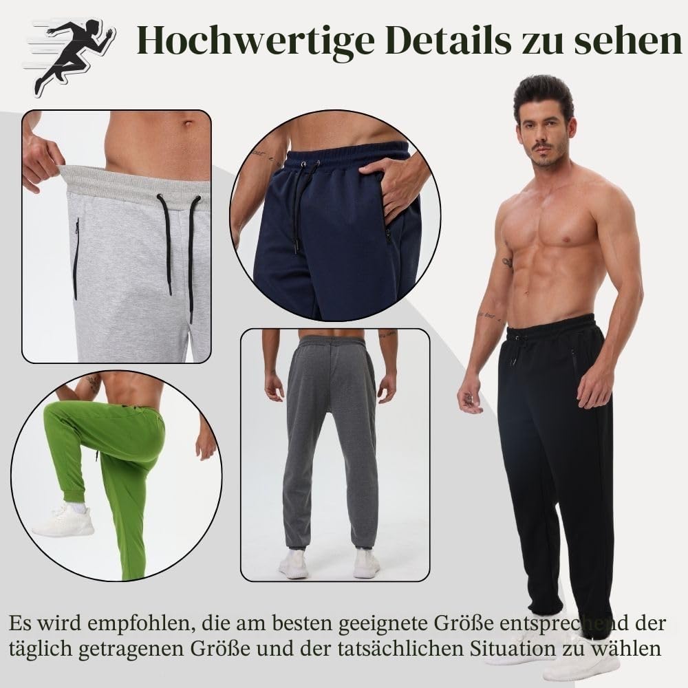 Herren Sweathose mit Reißverschlusstaschen 3er-Pack Trainingshose Jogginghose