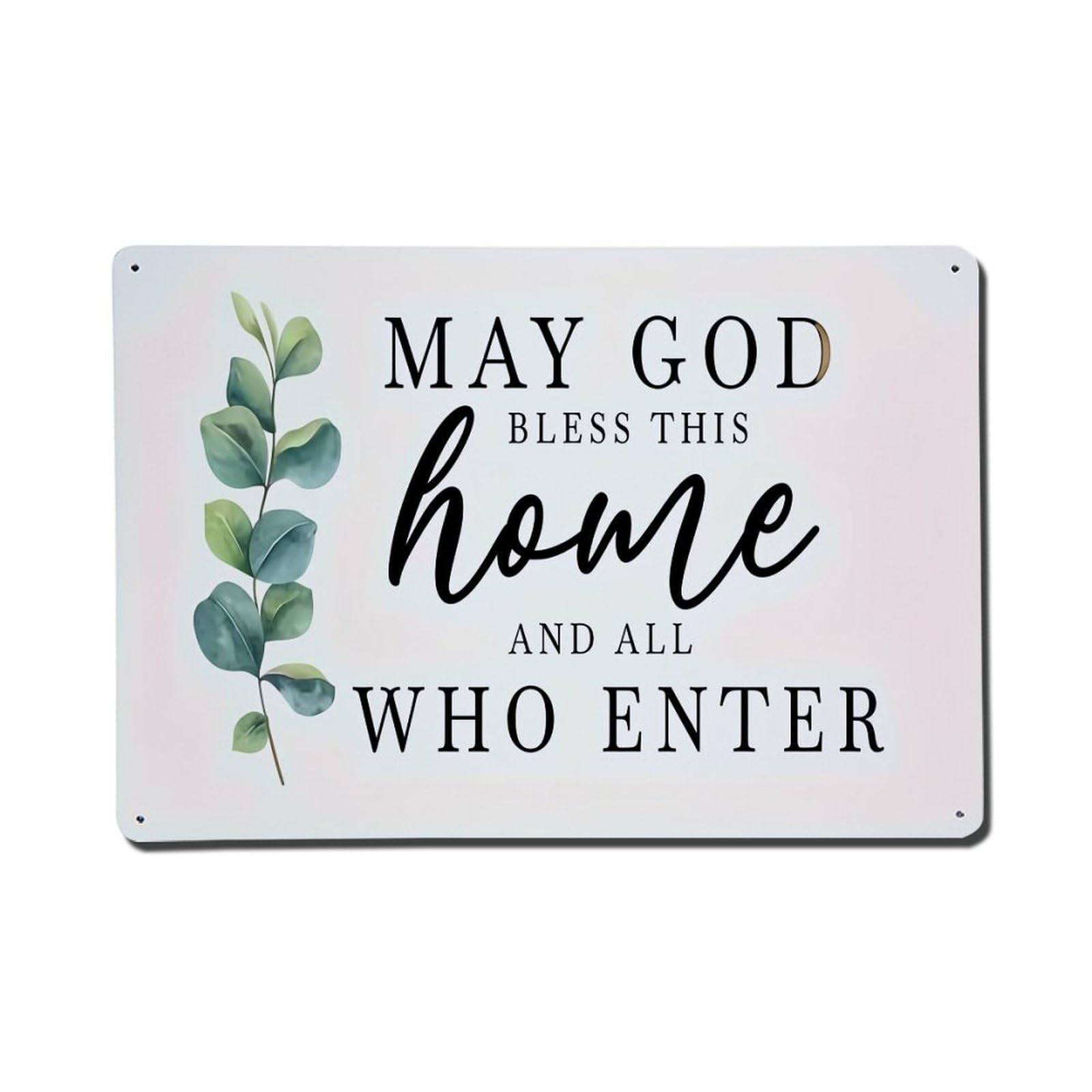 May God Bless This Home And All Who Enter Retro Metal Tin Sign, Vintage Metal Poster for Home, Gaming Room, Studio Workshop,Bar,Garage Wall Art Decor 8x12 Inch