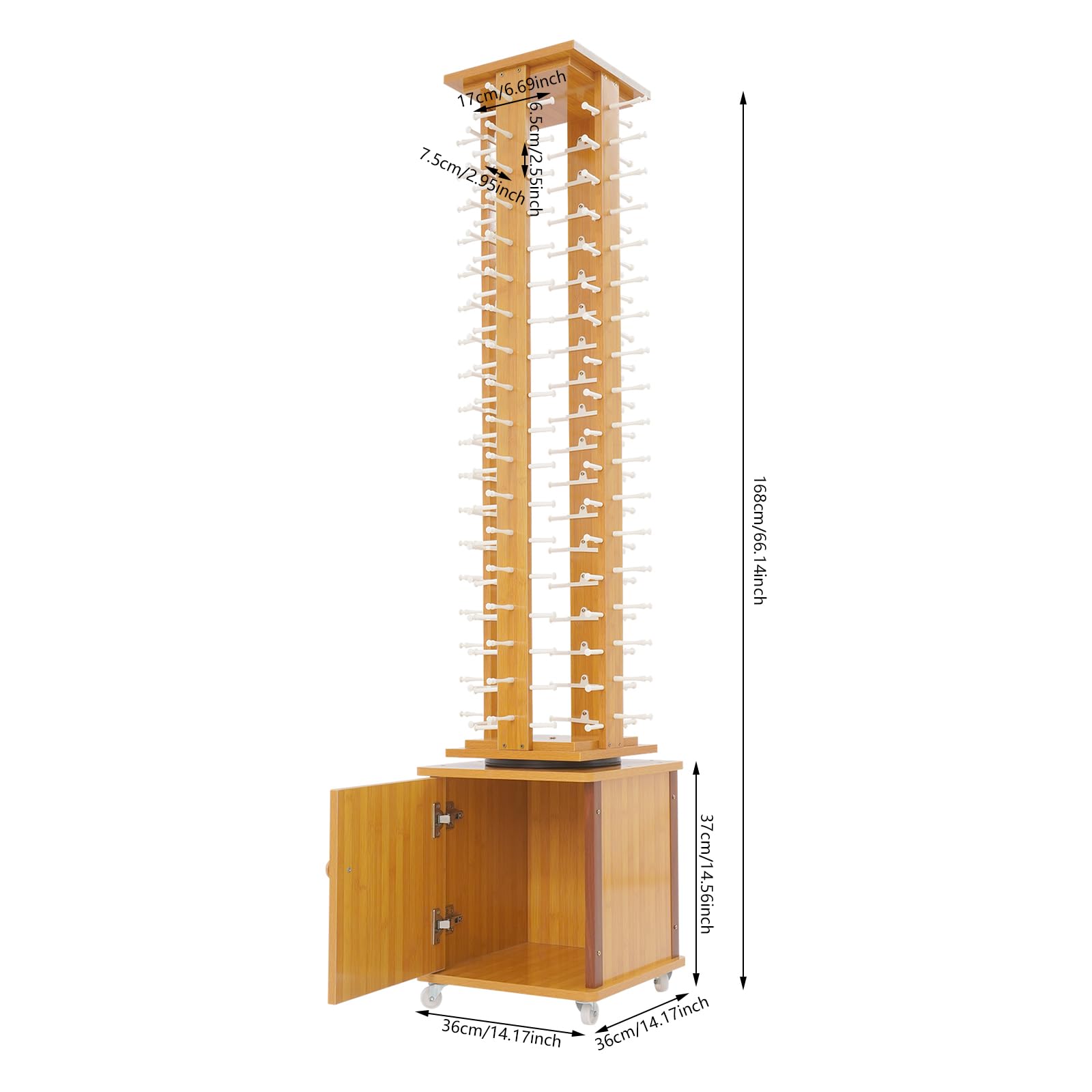 Soporte para Gafas, Estante de Almacenamiento para 72 Pares de Gafas, Organizador Giratorio para Gafas de Sol con Caja Inferior y 4 Ruedas, Soporte Independiente para Gafas, colecc