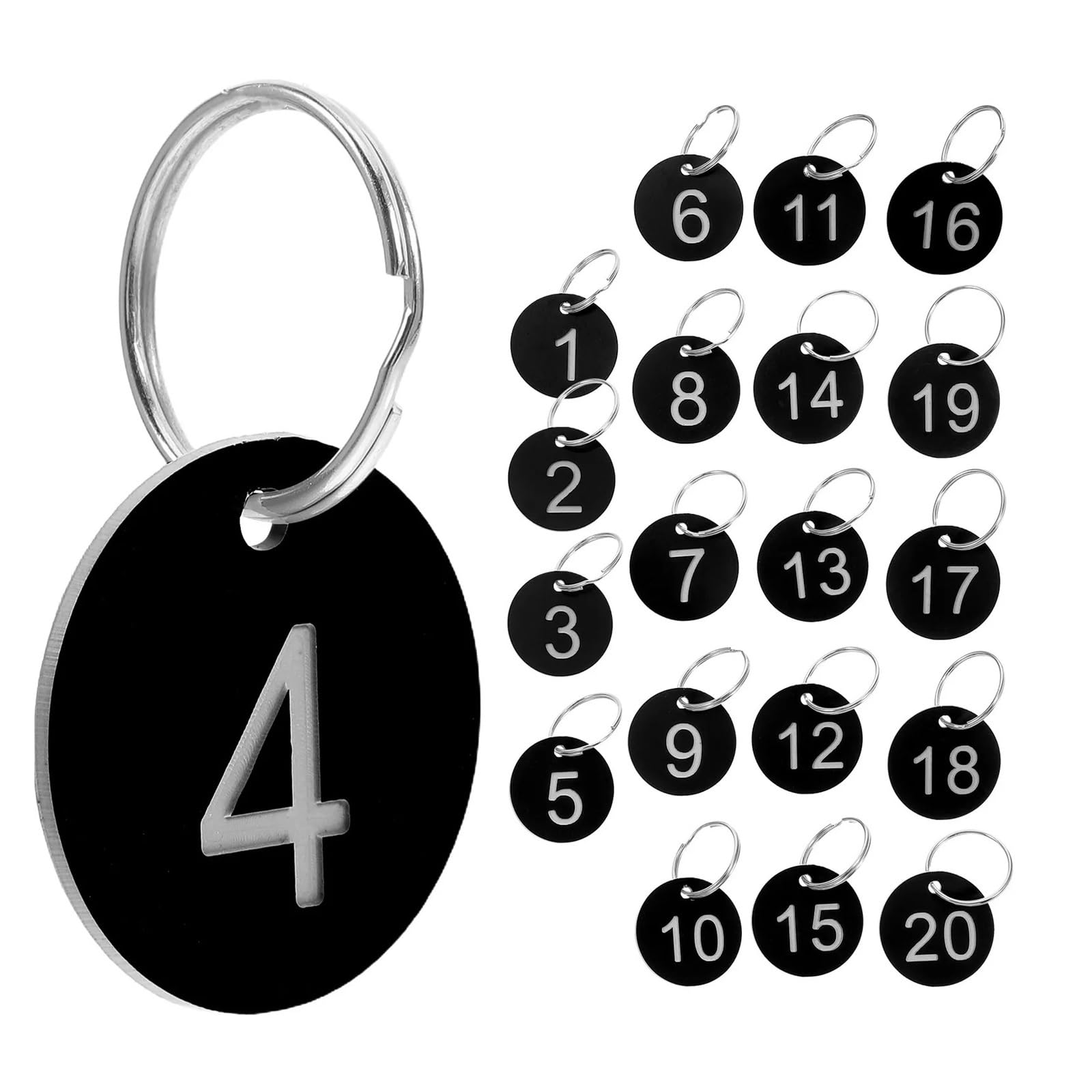 Lot de 100 étiquettes d'identification rondes en plastique de 1 à 100 pour café, restaurant, manteau, dortoir, clés, table pour restaurant, café, casier, hôtel