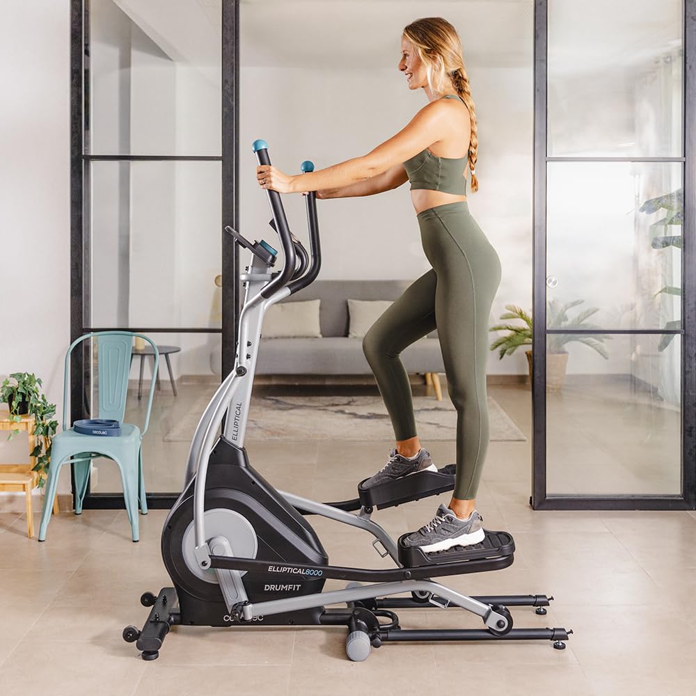 Cecotec Bicicleta Elíptica Plegable con App Drumfit Elliptical 8000 Motor Pro. Resistencia Magnética Regulable a Motor, Pantalla y Soporte Dispositivos, Volante Inercia 8kg, Pulsómetro, Zancada 40cm