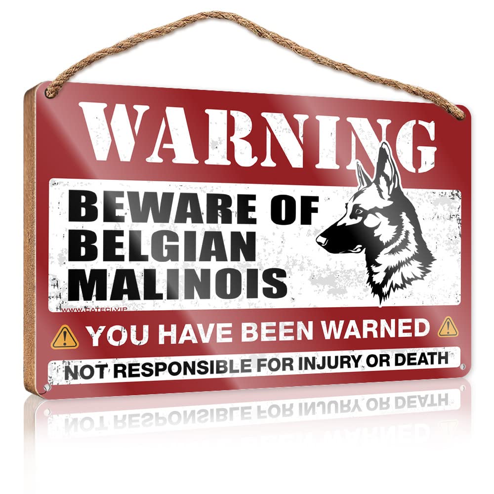 Yyhleh Boys One Color Hanging Wood Home Wall Sign Beware Of Belgian Malinois Wooden Sign(23X35cm)