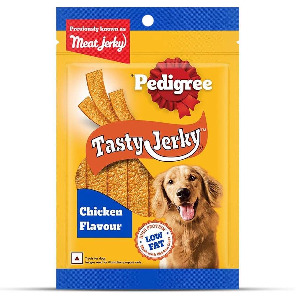 Pedigree® Tasty Jerky™ Dog Treat, Chicken Flavour, 70g Jerky-style Treats for Bonding, Low-fat and Rich-protein* Dog Treat Pedigree® Tasty Jerky™ Dog Treat, Chicken Flavour, 70g Jerky-style Treats for Bonding, Low-fat and Rich-protein* Dog Treat