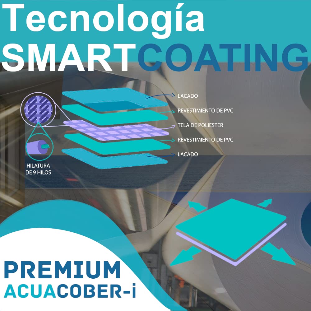 Acuacober-i Premium Cobertor Funda Invierno para Piscina de 3.50 x 4.50 m I Medidas totales Lona: 3.80 x 4.80 m I Color Exterior: Azul/Interior: Negro