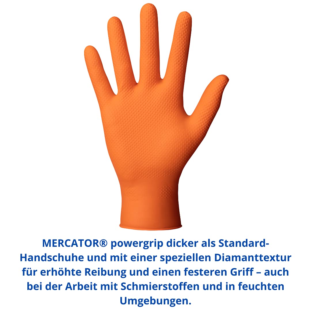 PowerGrip Lot de 500 gants de protection jetables en nitrile non poudrés sans latex 2-3 x plus épais texture diamant Taille M