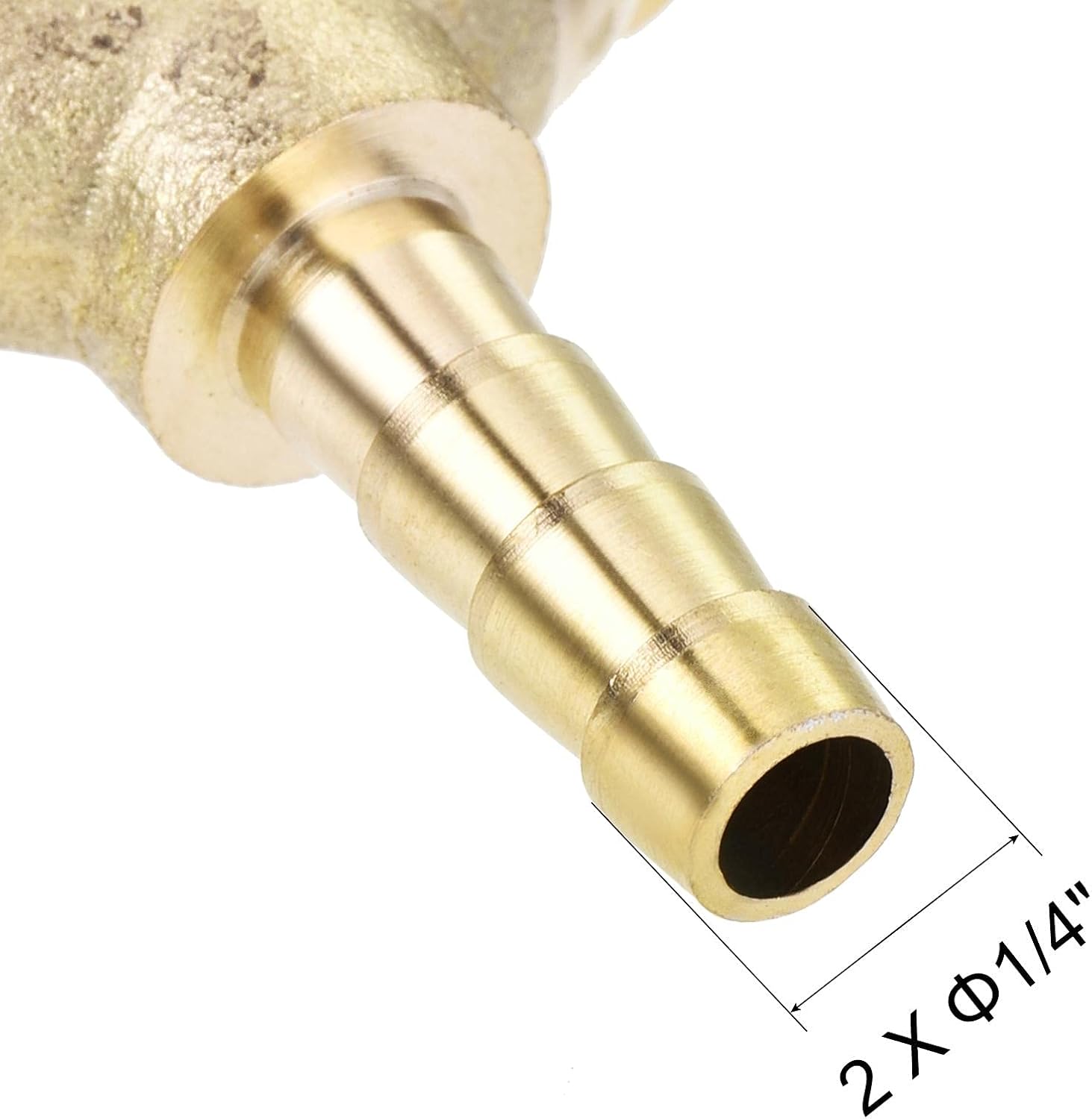 uxcell Reducing Barb Hose Fitting Y Shape Pipe Connector Brass 3/8" x 1/4" x 1/4" Brass Hose Splitter 3 Way Union Fitting for Air Water Gas Oil 2Pcs