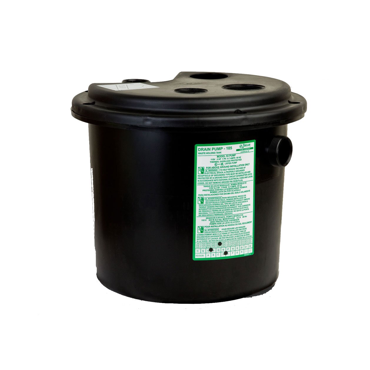 pote Zoeller 132-0001 Pre-Assembled Drain Pump with Basin and Lid