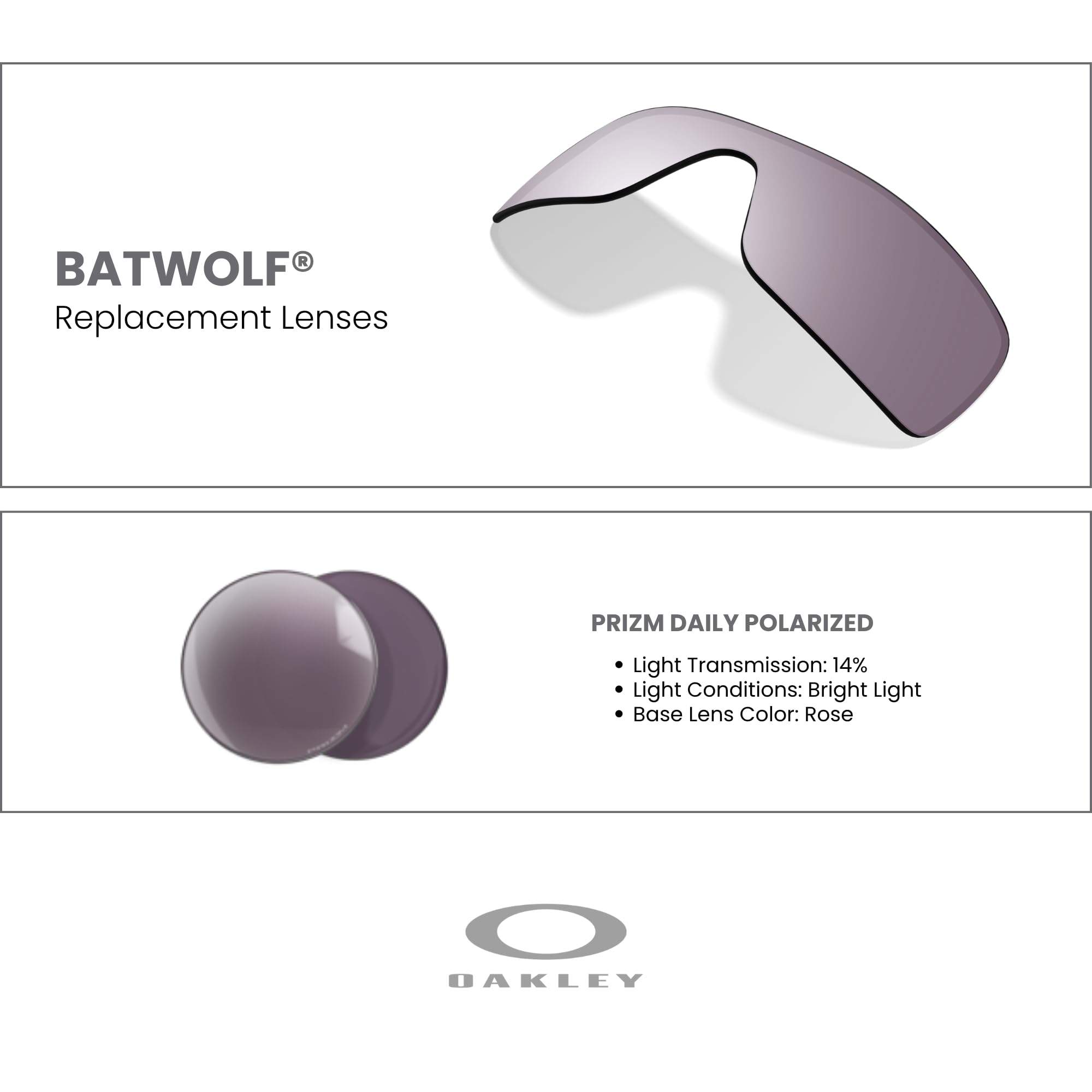 Oakley Lentes de repuesto originales Batwolf para hombres y mujeres + paquete con bolsa de paño de microfibra + kit de cuidado iWear de diseñador, polarizado (Prizm Daily Polarized),
