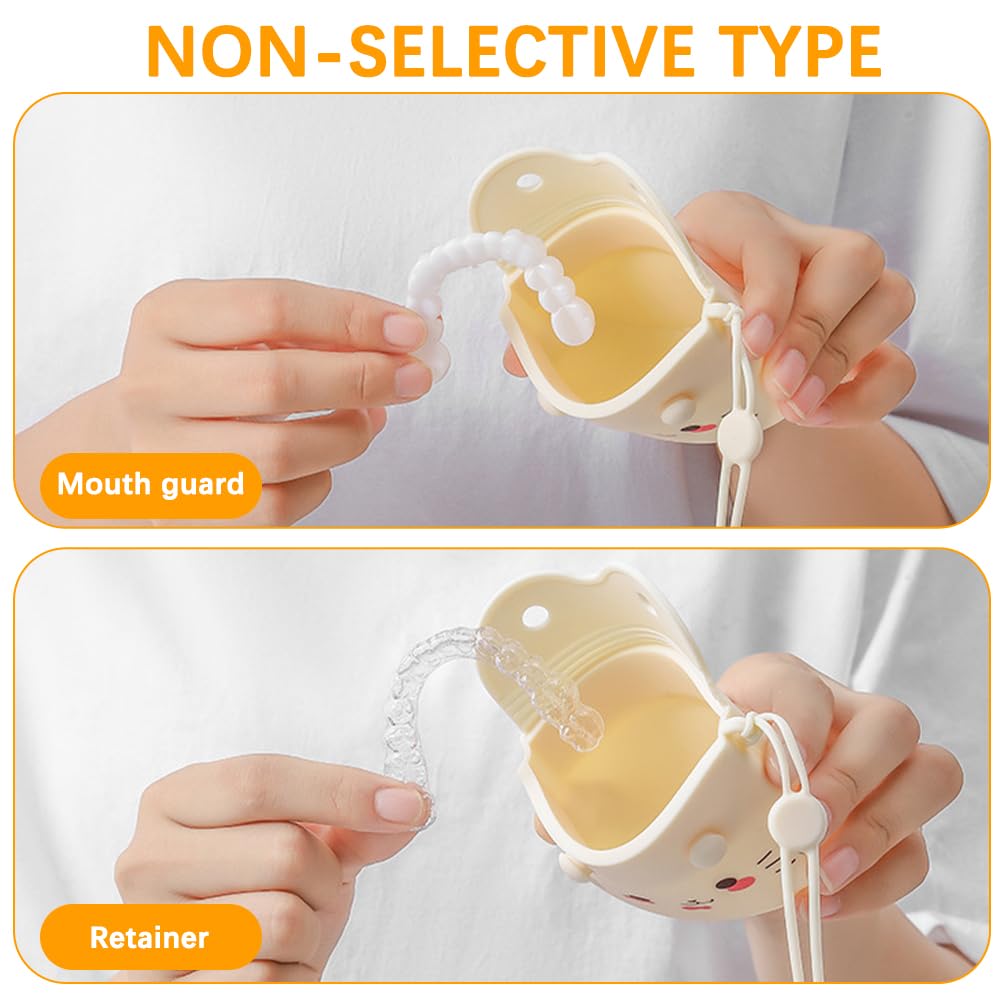 Boîte de Rangement Pour Prothèses, Dispositif de Retenue de Nettoyage Portable, Sac de Rangement en Silicone Pour Bretelles en Silicone (9,5 X 8 Cm)