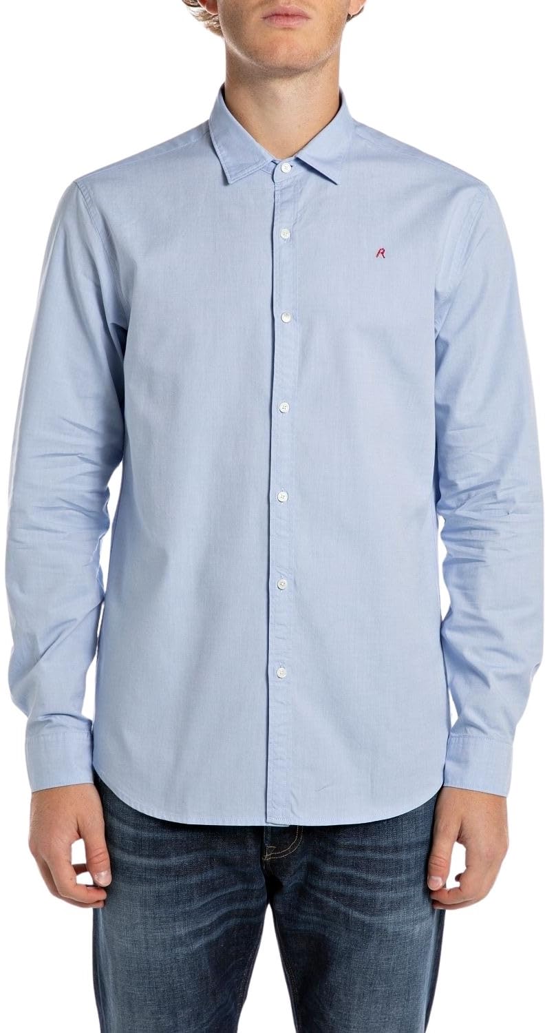 Replay Men's Long-Sleeved Shirt with All-Over Print