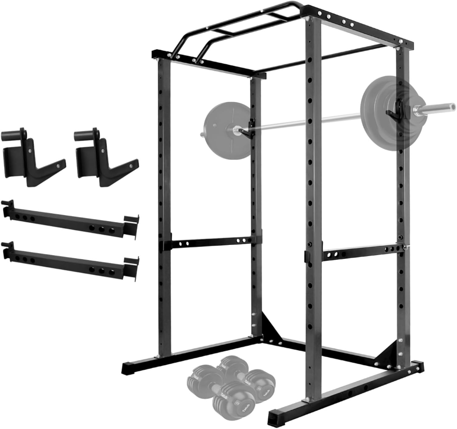 Power Cage, 81.5“*44.3”*45.6 “ in,1200 lbs Multi-Purpose Power Cage， Indoor Adjustable Comprehensive Training Device Squat Bench Press Training Frame, Ideal for home, gym, boot camp