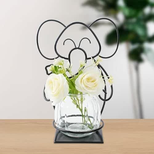 Desktop Glass Planter Hydroponics Vase, Planter Round Vase with Holder