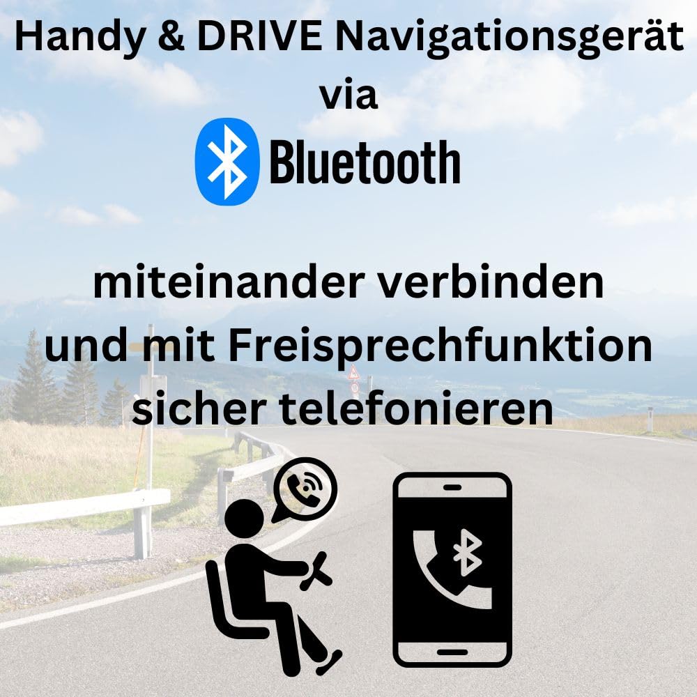 großes 9 Zoll GPS Navigationsgerät DRIVE-9BT mit Bluetooth Touchscreen für PKW LKW Wohnmobil, Freisprechen, lebenslange Kartenupdates
