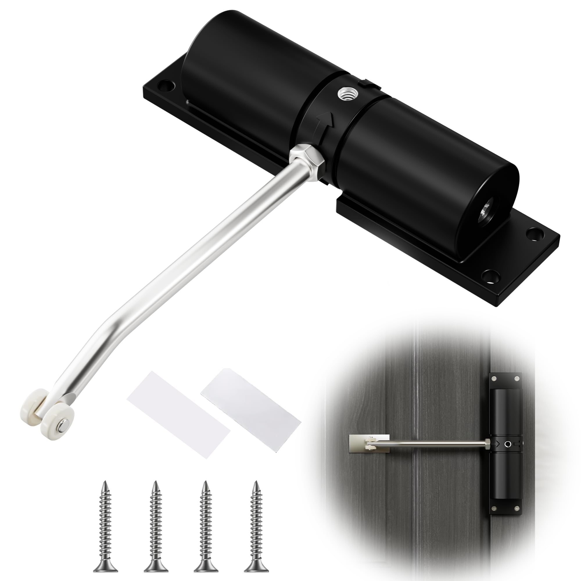 Photo 1 of Automatic Door Closer Spring Door Closer Safety Door Closer Adjustable Closing Door Hinge for Convert Hinged Doors to Self-Closing Black