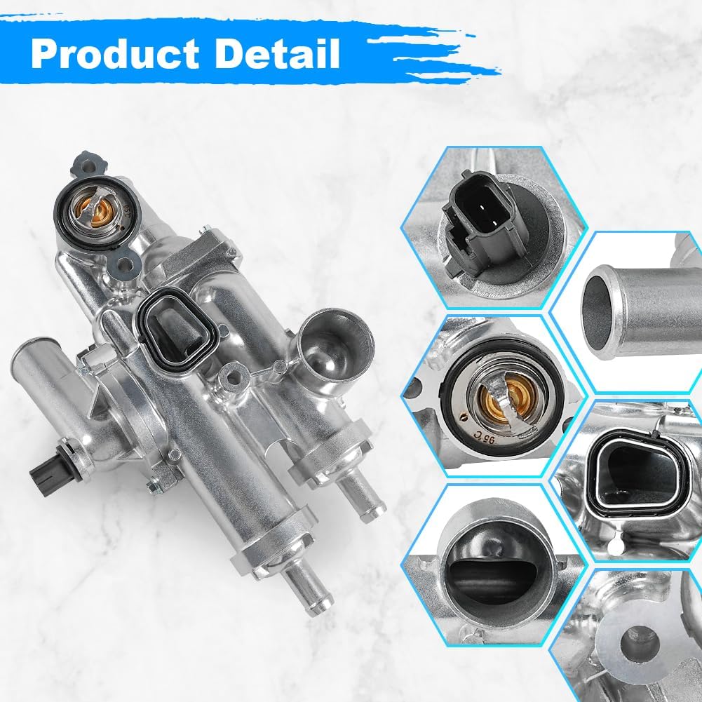 Upgraded Aluminium Engine Coolant Thermostat Housing Compatible with Chrysler 200 Sebring Dodge Avenger Caliber Journey Jeep Compass Patriot 2.4L 2007-2020, Replacement for 68003582AB 902-319