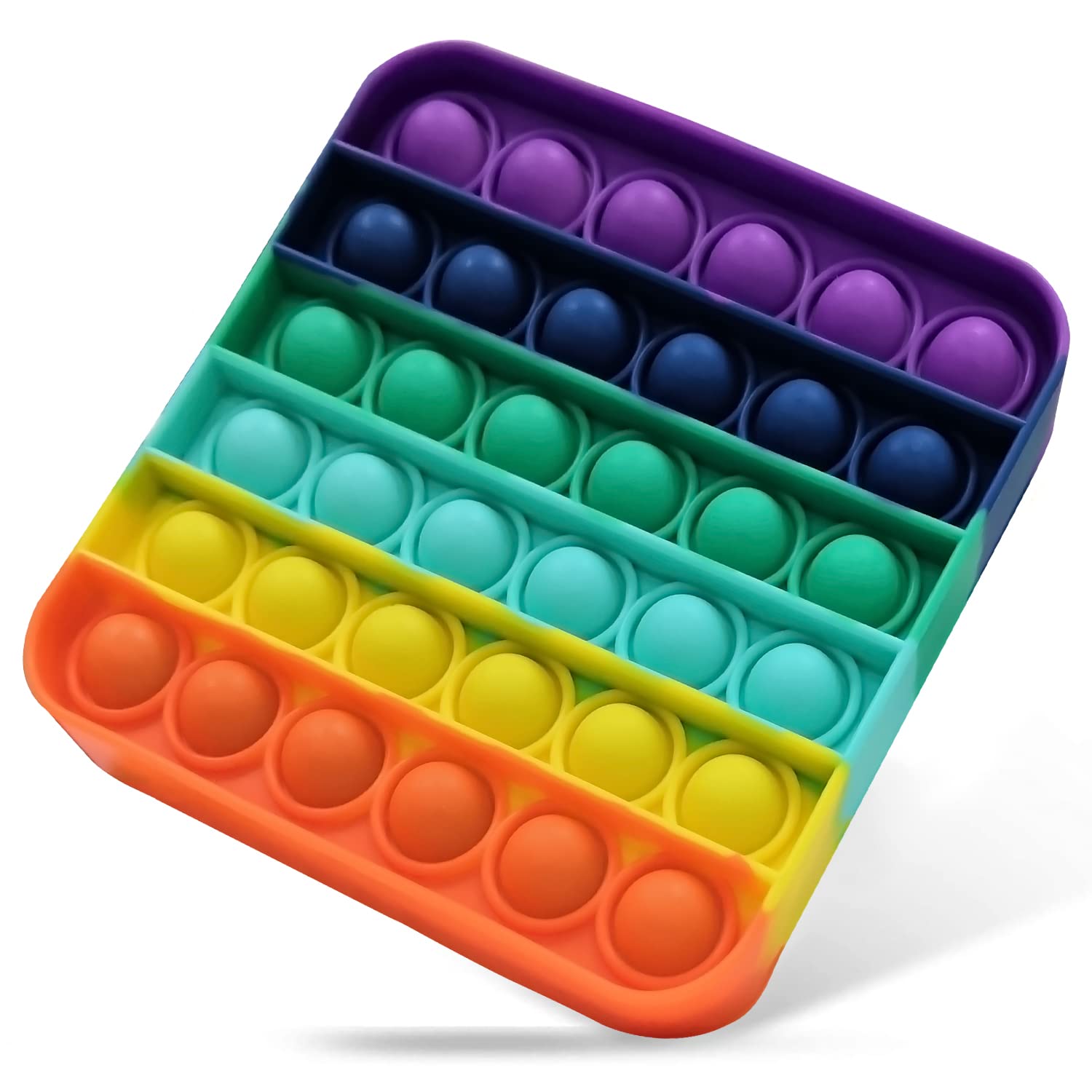 Push and Pop Bubble Fidget Sensory Toy, a Loud Side and a Quiet Side to Pop, Autism ADHD Special Needs Stress Reliever Silicone Squeeze Toy, a Great Way to Relax and Keep Kids Adults Busy, Rainbow