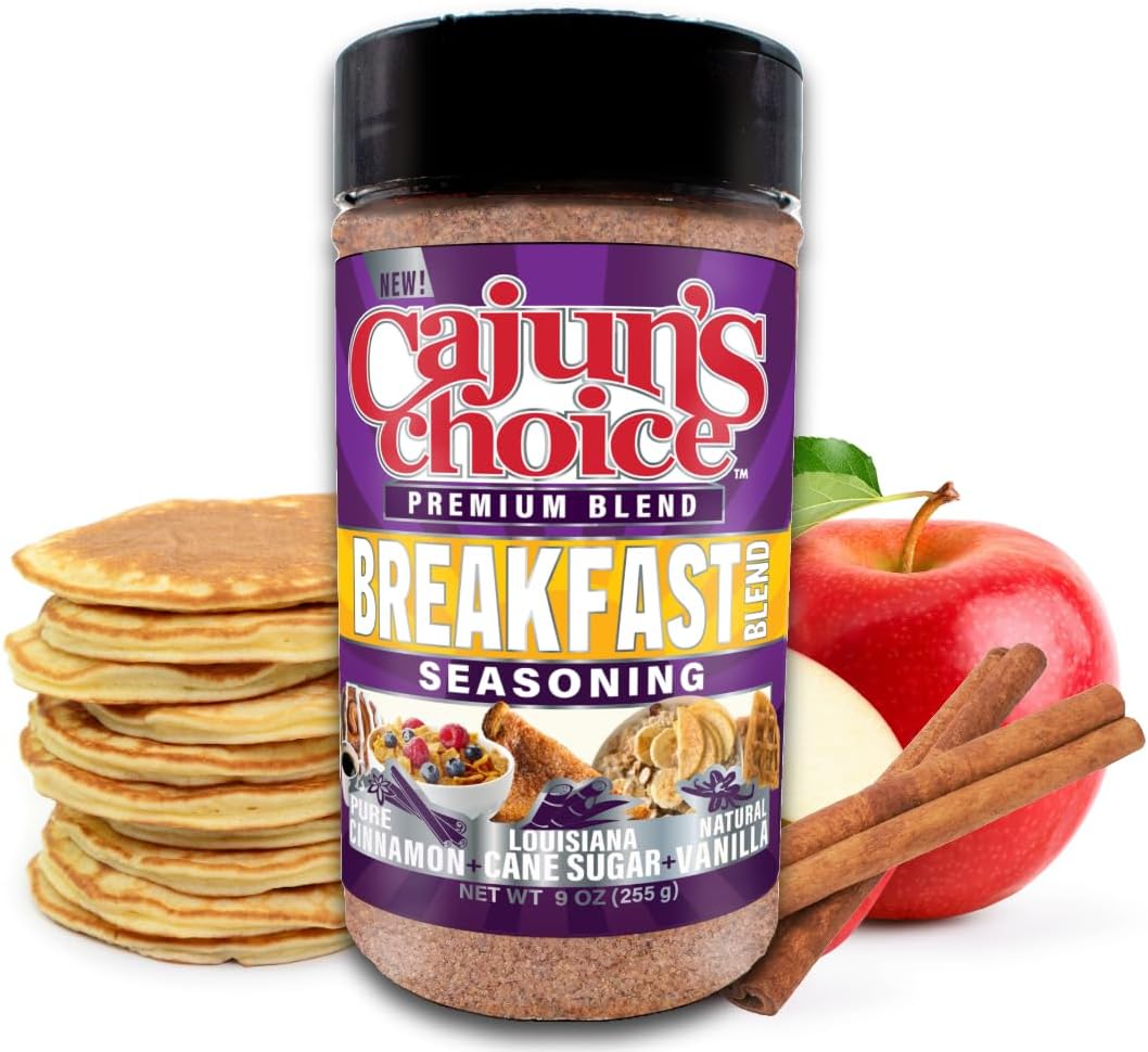 Cajun's Choice Premium Blend Breakfast Blend Seasoning 9 oz (Pack of 1) - Add to Coffee, Pancakes, Cereal, Waffles Donuts, French Toast and More