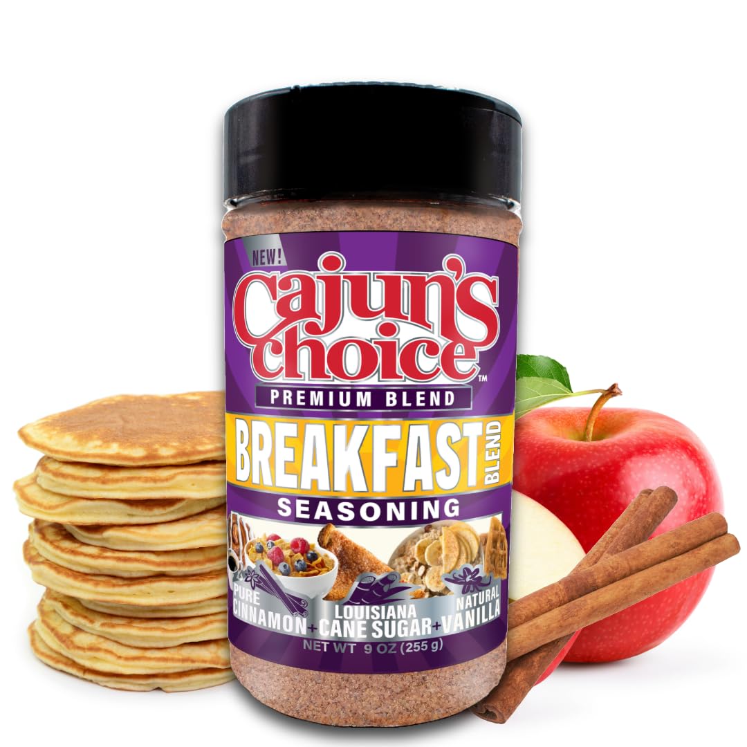 Cajun's Choice Premium Blend Breakfast Blend Seasoning 9 oz (Pack of 1) - Add to Coffee, Pancakes, Cereal, Waffles Donuts, French Toast and More