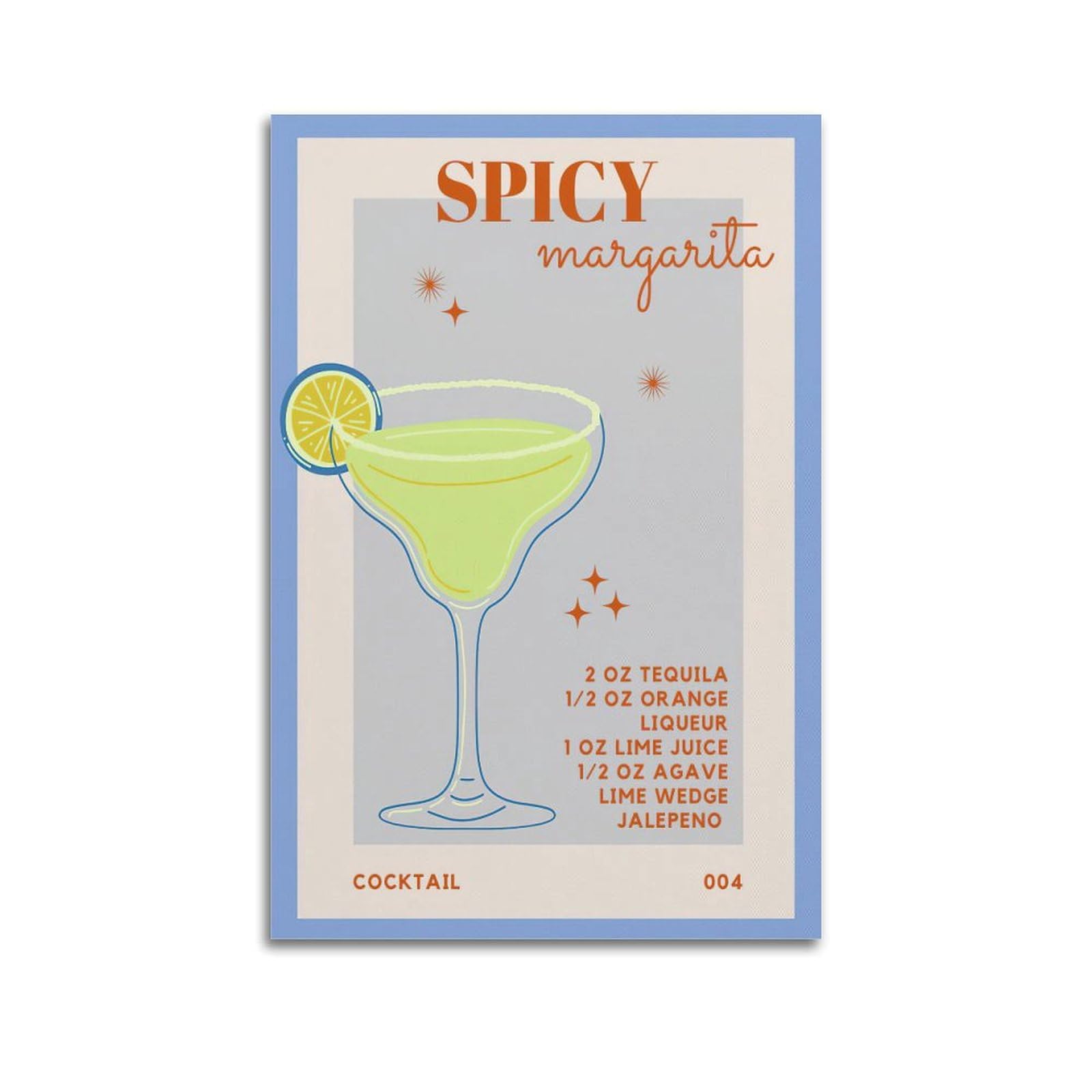 GJDYMX Vintage Drinks Poster SPICY Margarita Production Poster Decorative Painting Canvas Wall Posters And Art Picture Print Modern Family Bedroom Decor Posters 08x12inch(20x30cm)