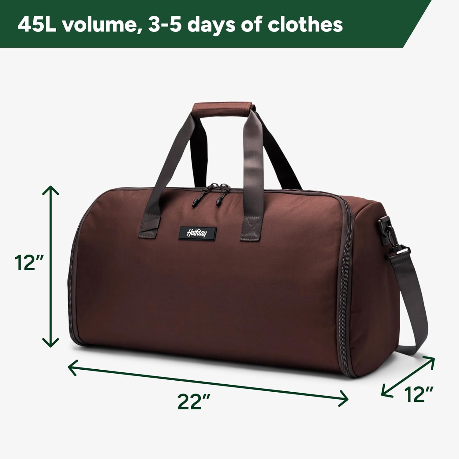 Halfday Convertible 2-in-1 Garment Duffel Weekender Bag 45L | Wrinkle-Free Travel, Hanging Suit Compartment, Shoe Pockets, Trolley Sleeve. Durable & Water-Resistant Carry-On, Port - Image 6