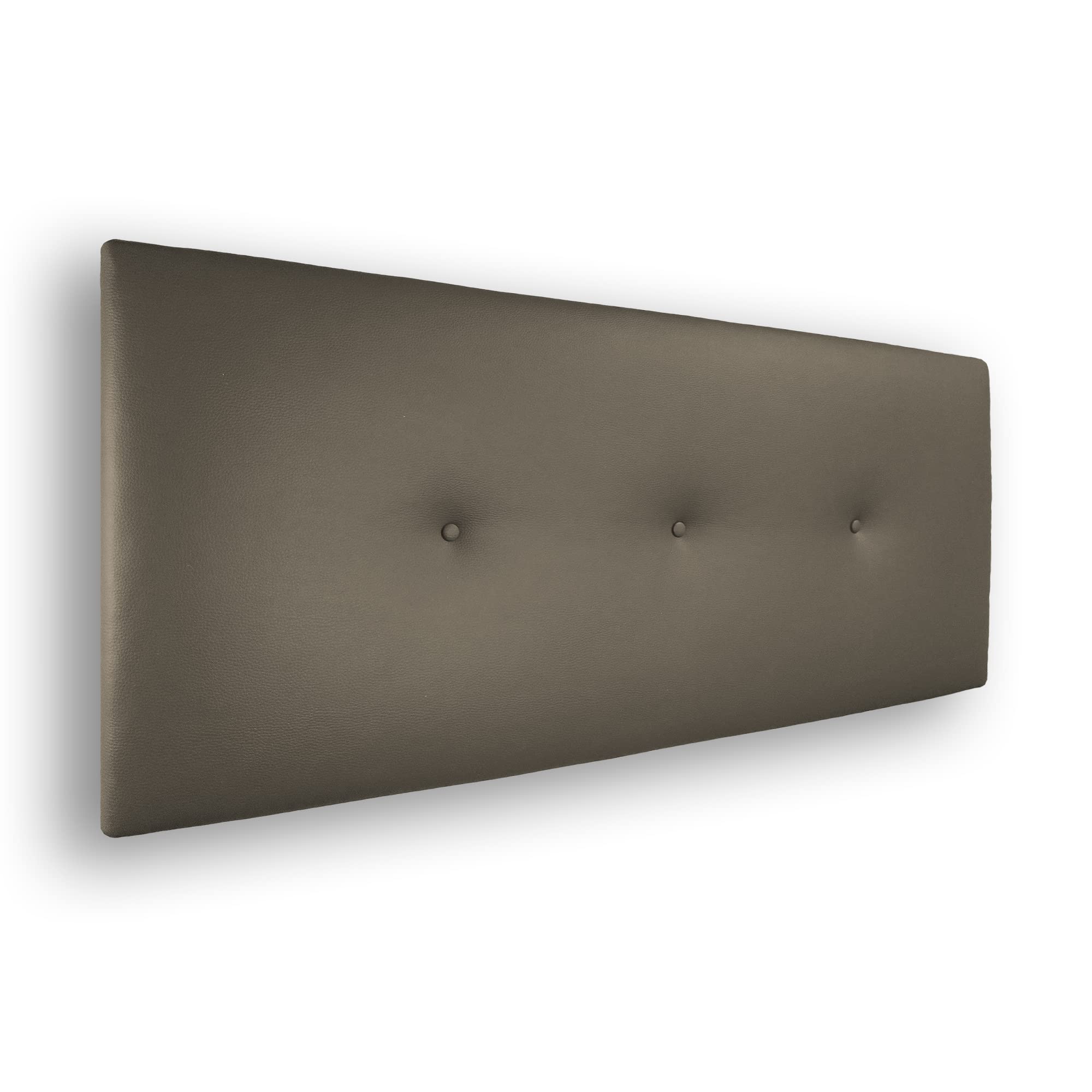 Cabecero Silvi Tapizado, Estructura Madera, Hilera Botones Estilo Moderno - Fácil Instalación, Acolchado Confort - 115 cm, Polipiel Visón