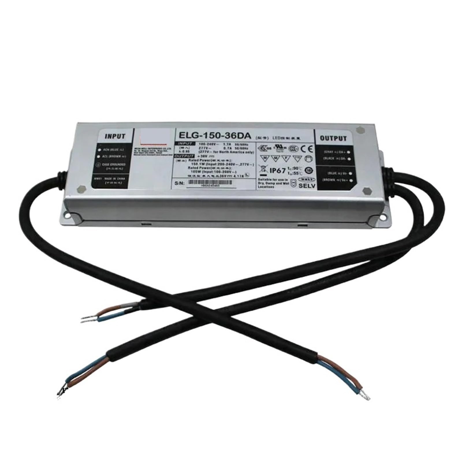 ANERTQUIH ELG-150 Waterproof Switching Power Supply 12/24/36/42/48/54(ELG-150-36DA-3Y 36V)