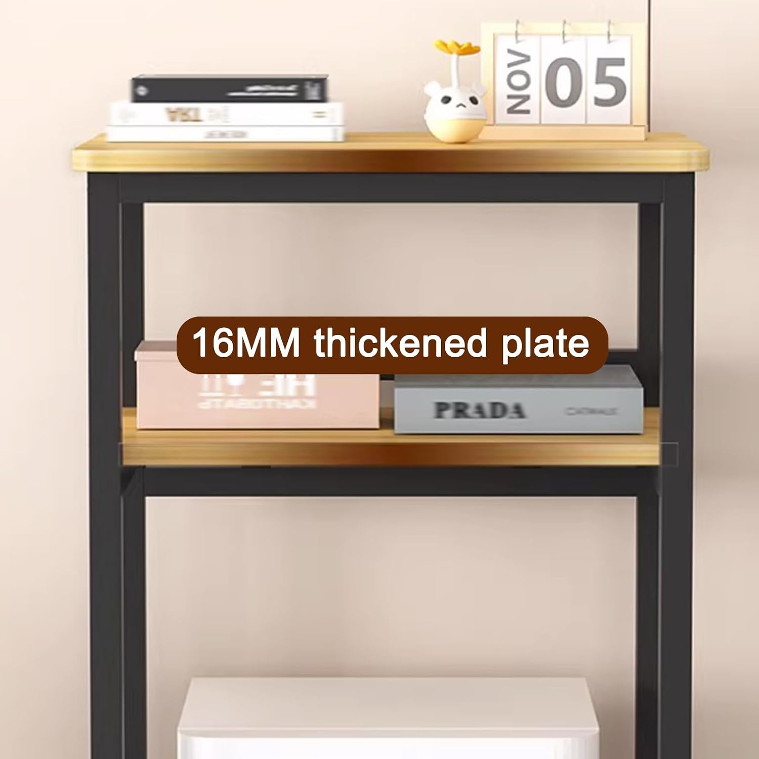 2-Tier Sweeping Robot Storage Rack, Robot Vacuum Stand Cabinet, Over The Robot Vacuum Cleaner Storage Rack, Household End Side Table, for Living Room(Black,21.6x15.7x42.1'')