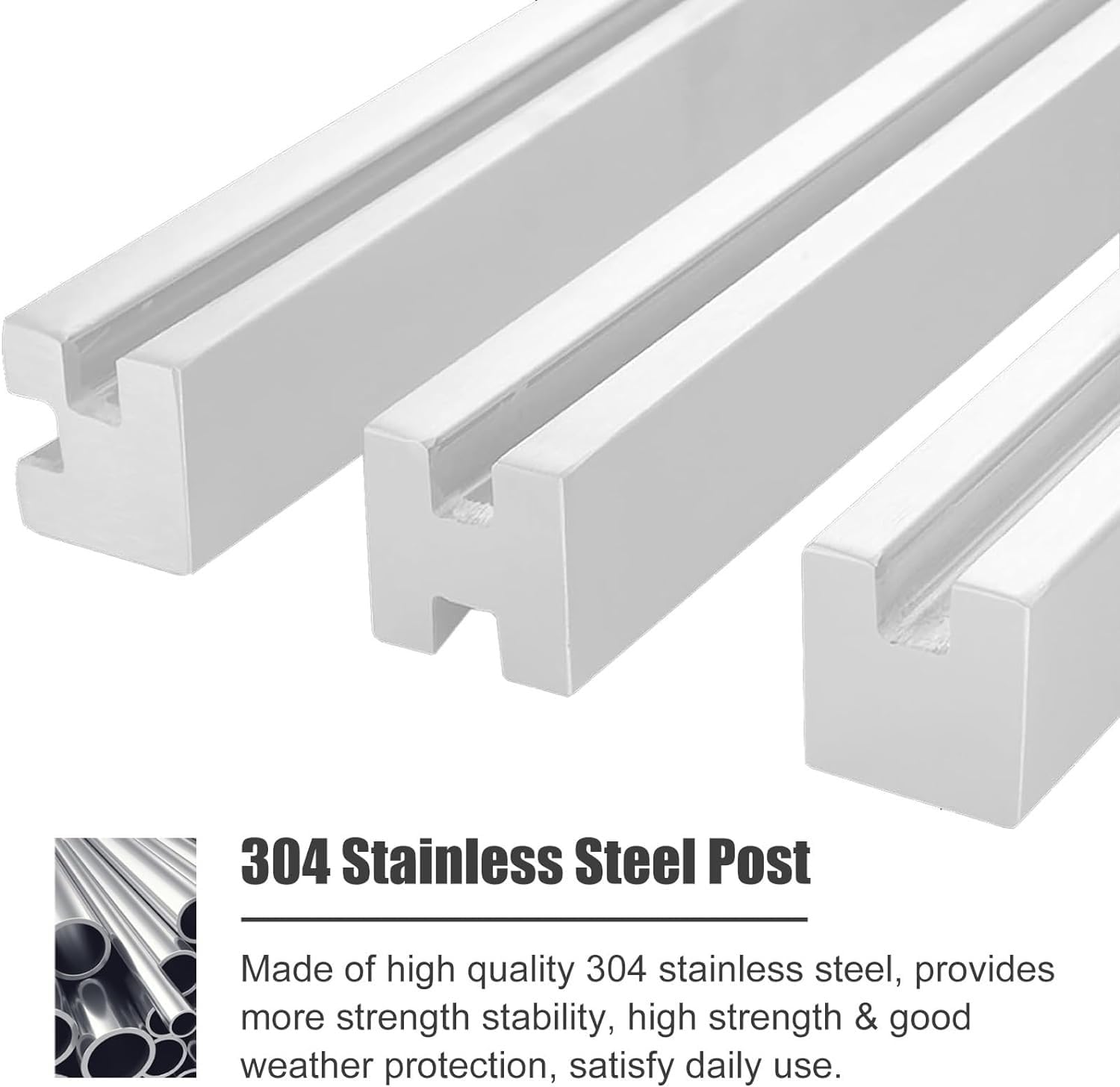 Paletti per ringhiera per scale in acciaio inossidabile resistente con pannelli in vetro bianco, 125 cm, per interni ed esterni, per giardino, patio, piscina e scale, elegante e sicuro