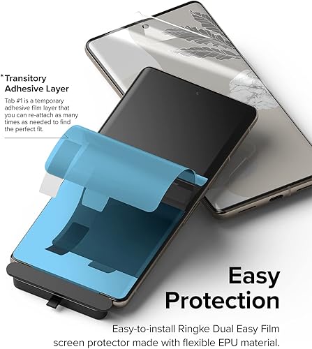 Miniatura 3 de Ringke [Paquete de 2 películas dobles fáciles compatibles con Google Pixel 7 Pro, protector de pantalla de alta calidad con kit de fácil aplicación