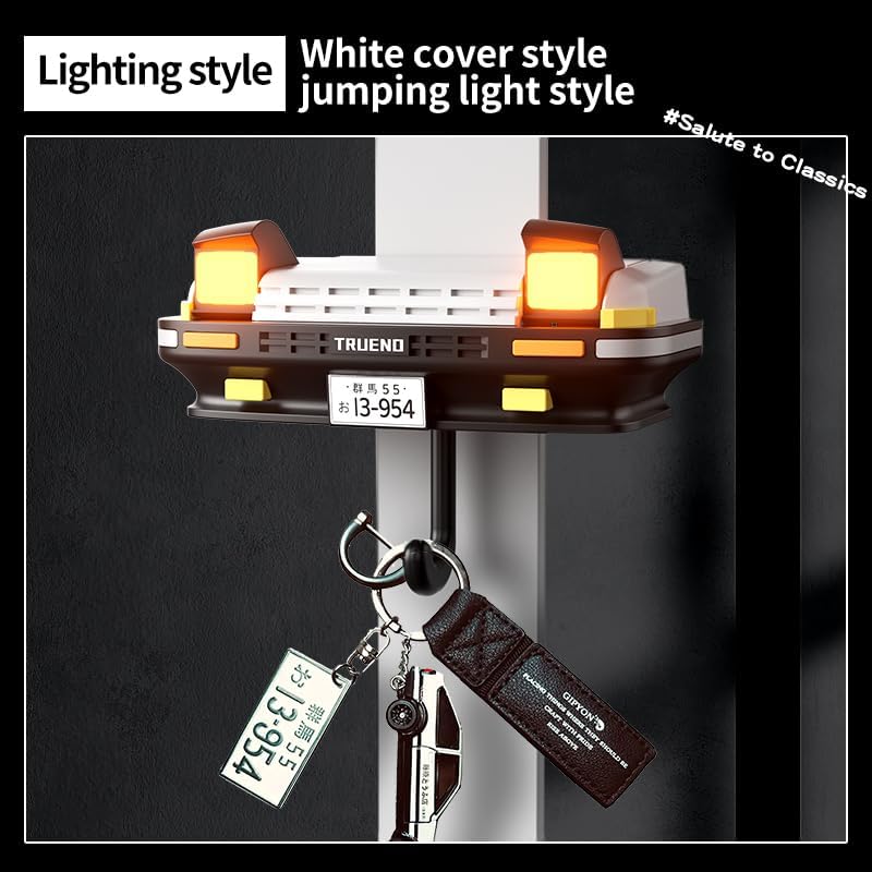 Miniatura 2 de AE86 - Ganchos para llaves retro para montar en la pared, decoración de pared con inicial D JDM (AE86-blancocon luces)