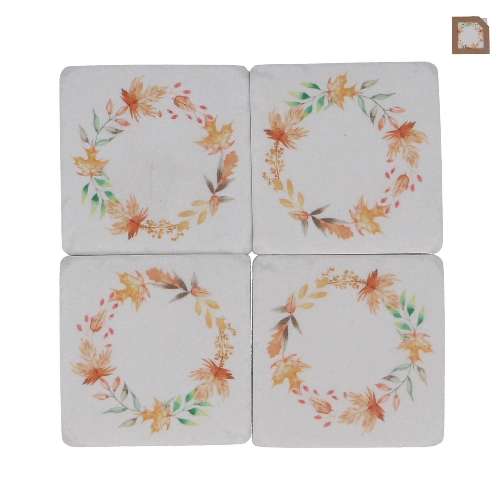 Gisela Graham Set of Four Autumnal Design Ceramic Coasters