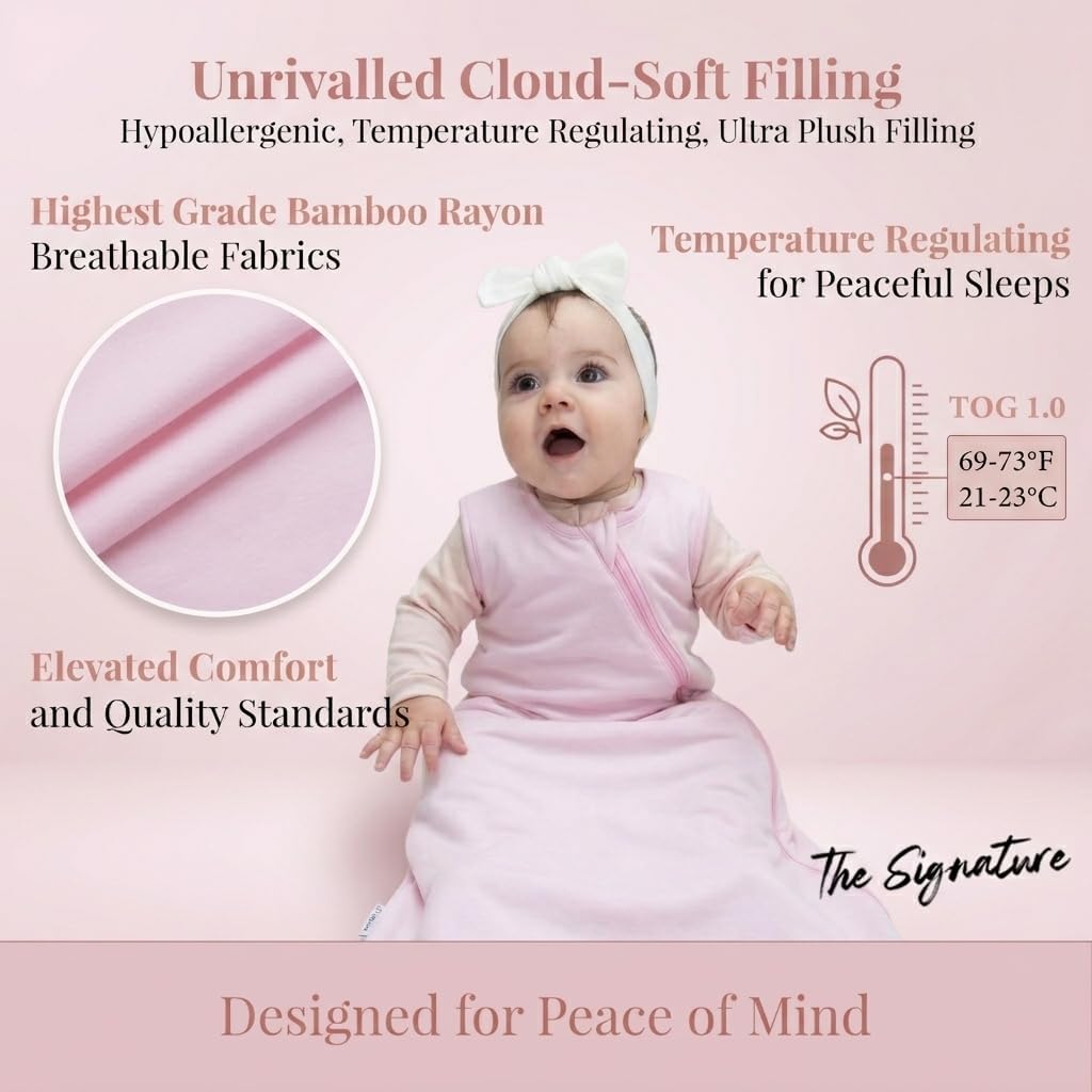 The Signature Bamboo Baby Sleep Sack | Wearable Blanket, Sizes S/M/L for 0–36 Months, TOG 1.0 OEKO-TEX Certified image 4