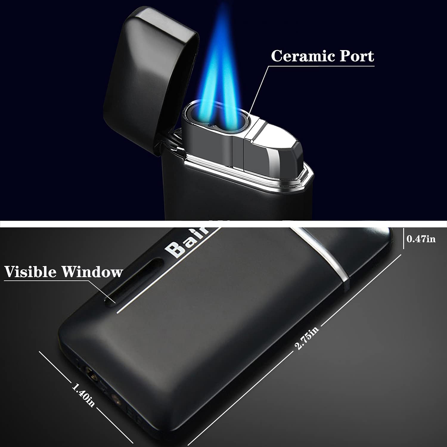 Cponmist Double Jet Torch Lighter, Mini Butane Lighter with Visible