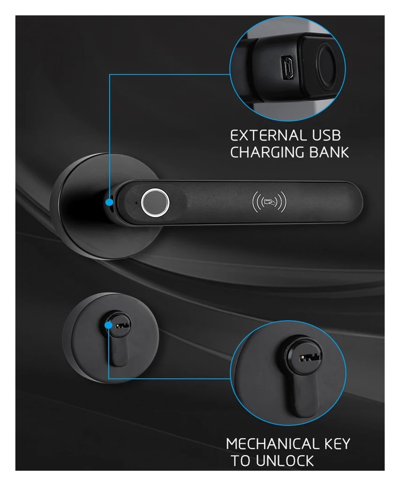 Serratura Elettronica Biometrica Tuya Serratura Intellinte Digitale Impronta Digitale Password Ingresso Manopole For Porta Serratura For Camera Da Letto Home Office(3400black witth gw)