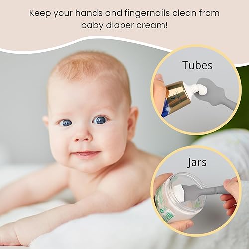 Miniatura 2 de Paquete de 2 cepillos de crema para pañales de bebé, aplicador de espátula de silicona para bebés, recién nacidos (rosa, lila suave)