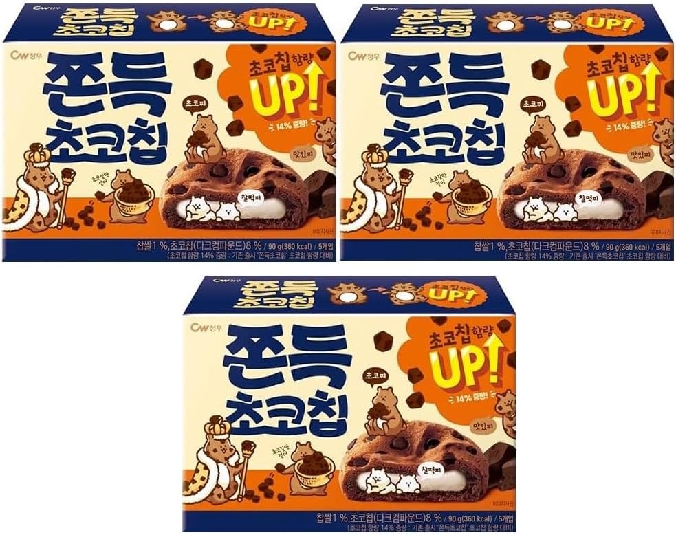チョンウ 餅チョコチップ 90g(1箱あたり18gx5P)×3箱セット 韓国お菓子 韓国食品 【8801204008708】