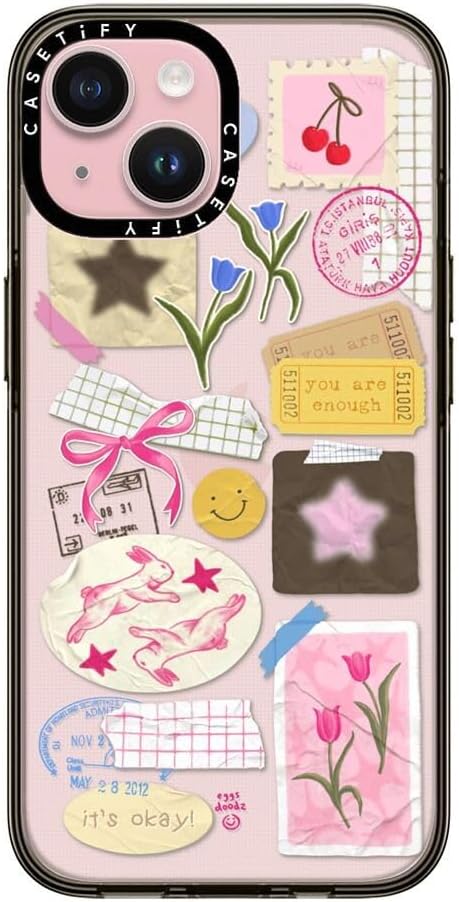 CASETiFY Compact Case for iPhone 15 [2X Military Grade Drop Tested / 4ft Drop Protection] - You are Stars Collage - Clear Black